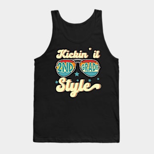 Retro Kickin It 2nd Grade Style Teacher Back To School Gift For Boy Girl Kids Tank Top